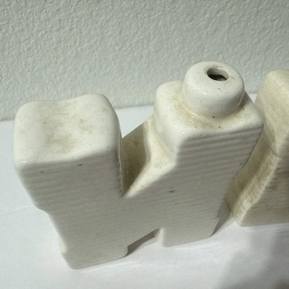 Vintage Ceramic NOEL Letters Christmas Mini Candlestick‎ Set Kitschy Retro Japan